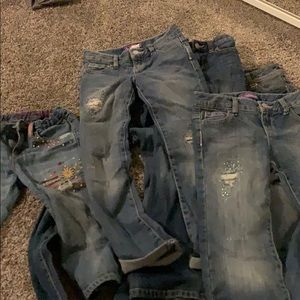 6 pairs girl jeans size 6/7 adj waist